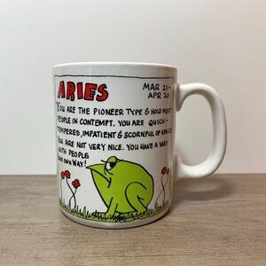 Vintage Aries Frog Zodiac Horoscope Mug Contenova Japan Coffee Cup